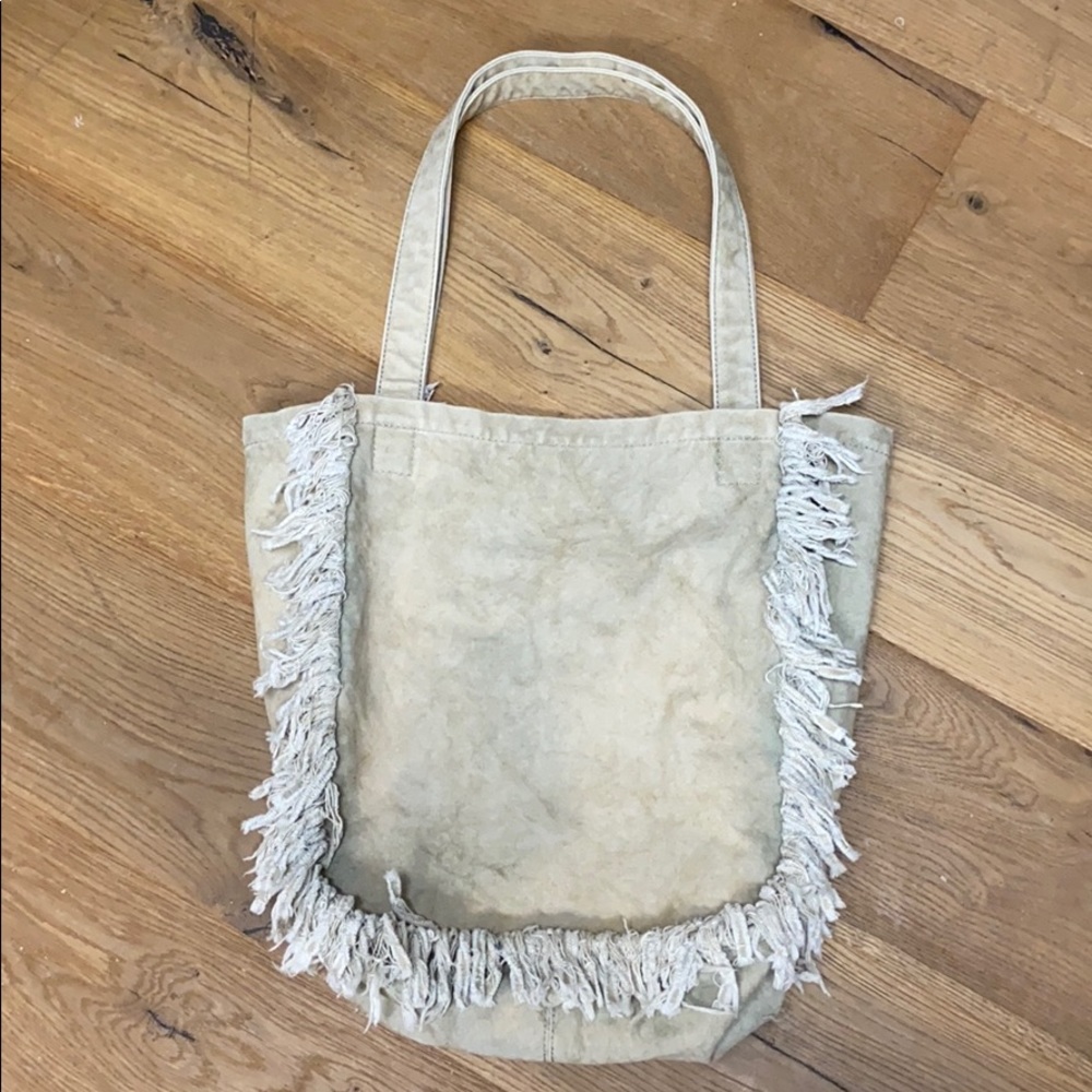 Monserat De Lucca Distressed Canvas Fringe Tote